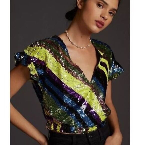 Anthropologie Sequined Surplice   - Picture 1 of 6
